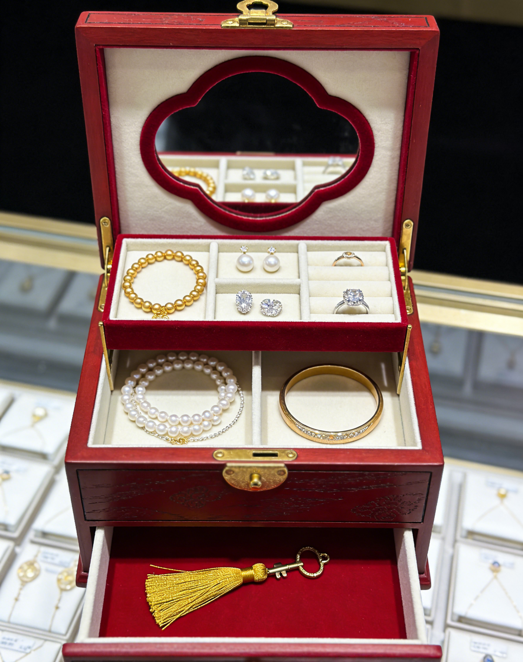 Shockproof Large Capacity Jewelry Display Case with Customized Design for Secure Storage