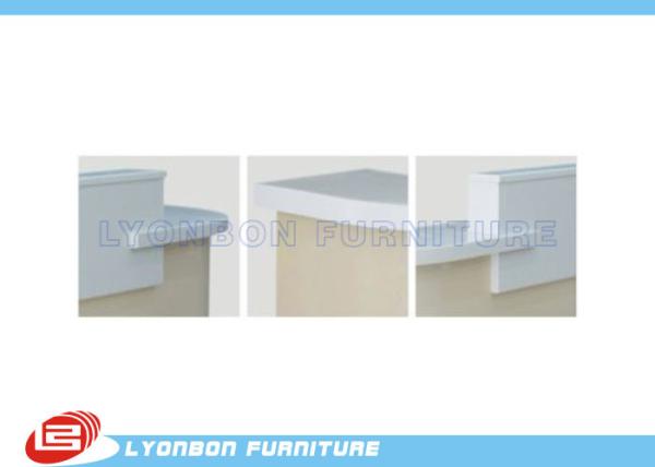 White MDF Wood Reception Desk For Exhibition Help Center , 5000mm * 2800mm * 1050mm