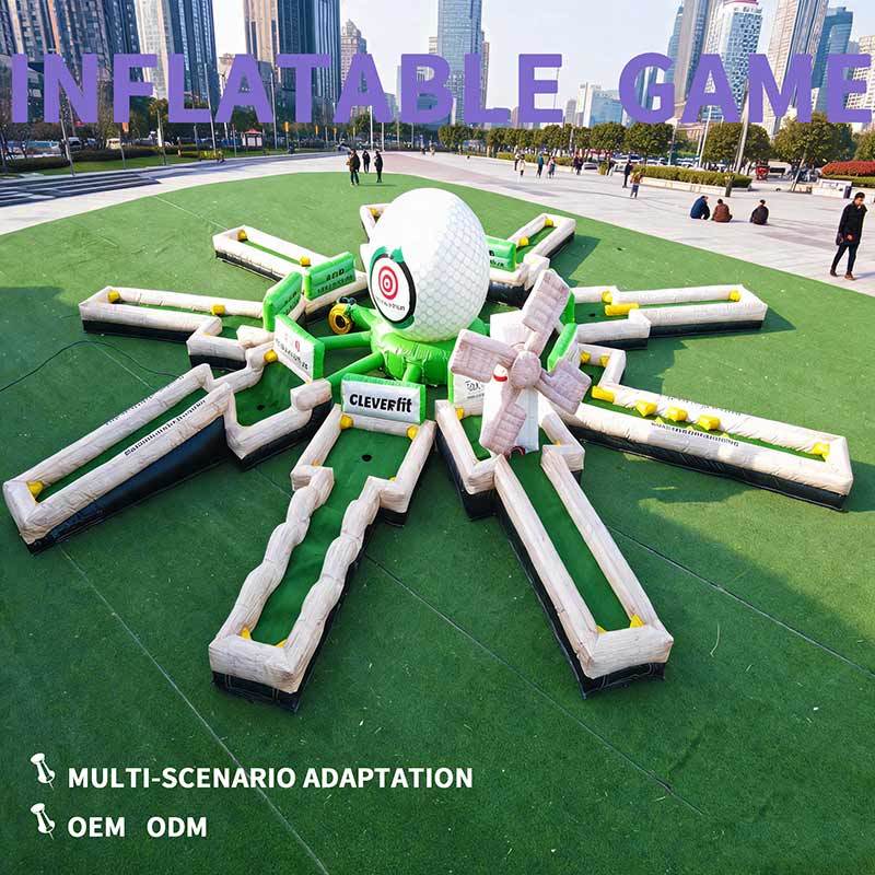 Commercial Grade 9 Hole Inflatable Mini Golf Game for Party Rental, Portable Inflatable Crazy Golf Course with Obstacles