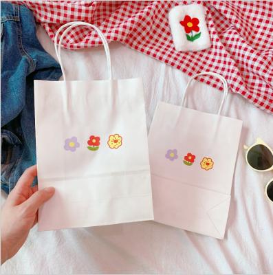 Sacos de papel recicláveis da impressão feita sob encomenda com teste padrão de flor dos punhos