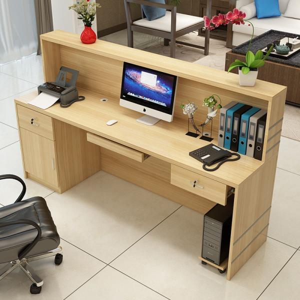 Metal Reception Desk for Simple Front Wooden Cashier Hotel Right-Angled Counter Table