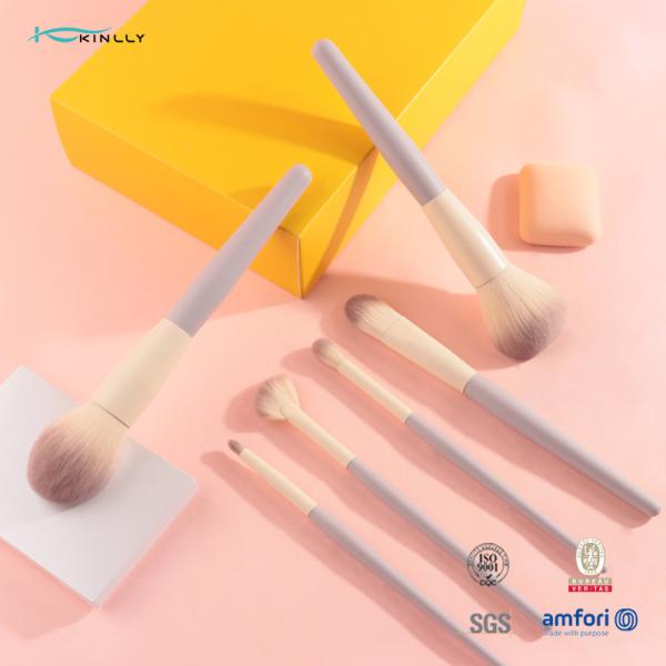 6PCS Cosmetic Travel Synthetic Hair Makeup Brush Set With Orange Ferrule