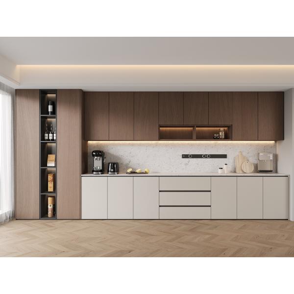 Plywood Kitchen Cabinet With Microwave & Handle Design Modern Custom Furniture