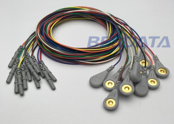 Din EKG / EMG / EEG Snap Lead EEG Electrodes With 1.5mm Din Touchproof Connector