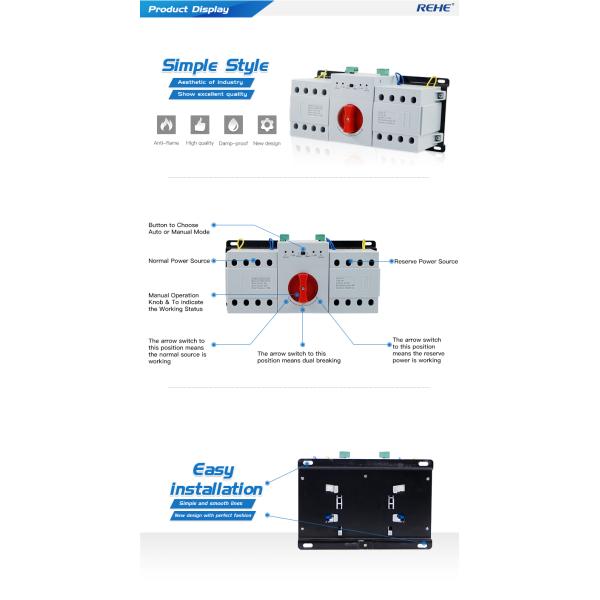 Intelligent Generator used MCB type double power automatic transfer switch