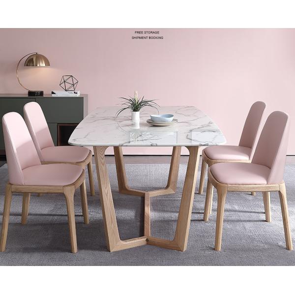 table de salle à manger et chaises de luxe 4 Seater de Marble White de 180cm 6 morceaux de minimaliste