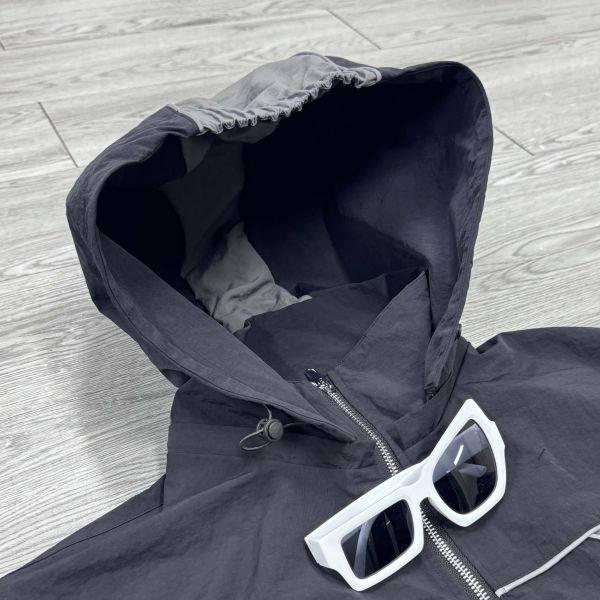 Manufacturer Custom Men's Nylon Patchwork Sweatsuit Windbreaker Zip up Jacket and Pants Sets Reflective Streetwear Tracksuit