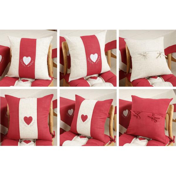 Custom Embroidered Decorative Throw Pillow Covers 100% Linen Heart Pattern