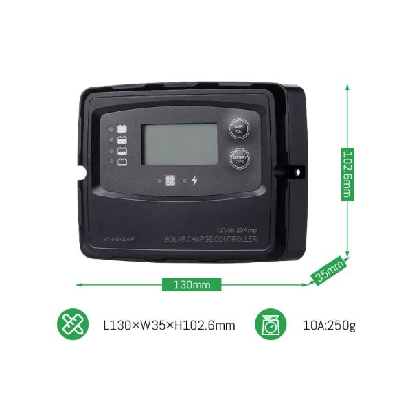 Digital Smart 12 Volt 10A PWM Solar Charge Controller IP67 Waterproof