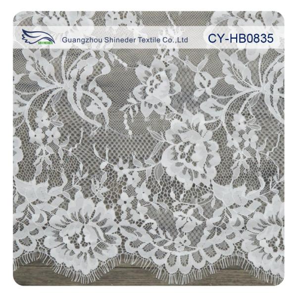 100 Nylon Swiss Voile Chantilly Lace , Customized French Lace Fabric