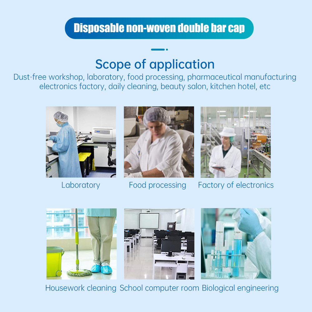 Disposable Non Woven Medical Bouffant Clip Cap Elastic Disposable Doctor Nurse Bouffant Caps
