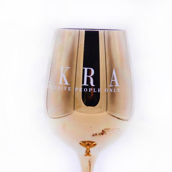 Gold Plated 16oz Crystal Wine Glass With Decal Logo For Gift