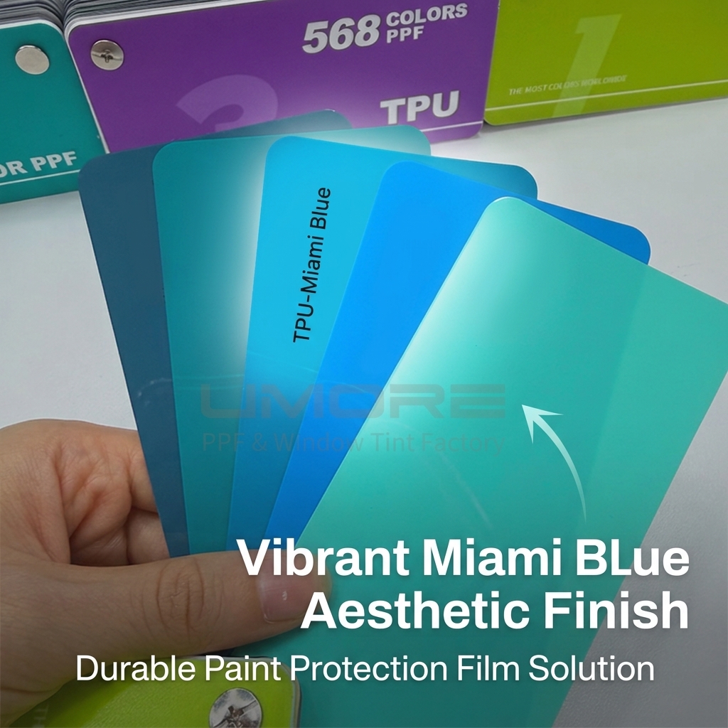 10 Years Warranty Custom 7.5 Mil Miami Blue TPU PPF Anti Scratch Self Healing