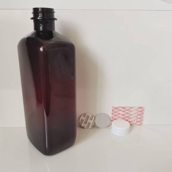 PET Empty Amber Plastic Bottles 16oz 500ml 473ml Industrial Beverage Cough Syrup Bottles with CRC Cap Medi Plastic
