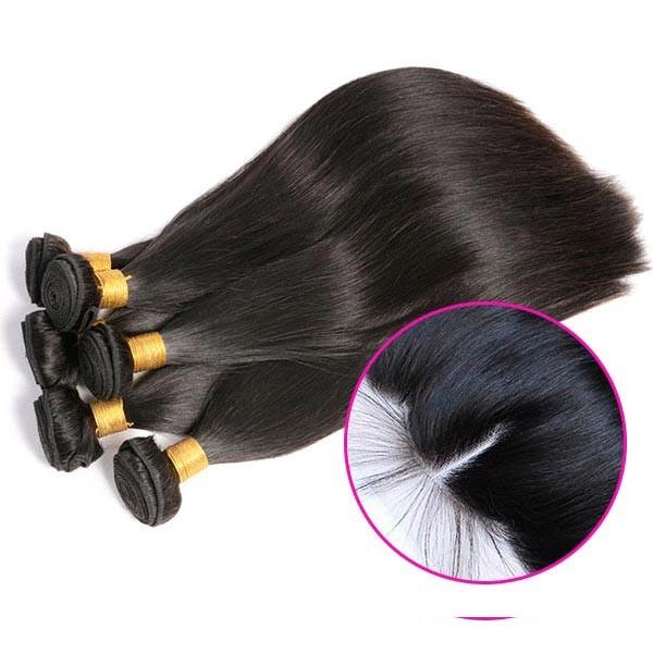 Double - Drawn Strong Weft Indian Human Hair Bundles 13 * 4 Lace Frontal
