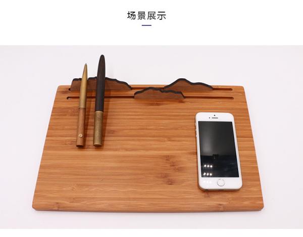 Three in One Qi Bamboo Wireless Charger Mouse Pad iPad Use Wooden Phone Stand