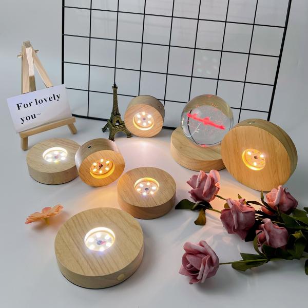 Base de lampe de table en bois Base ronde en bois en gros LED