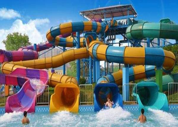 Fiberglass Water Slides , Theme Park Commercial Water Slides For Hotel and Resort