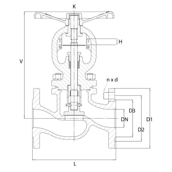 Bellow Seal Globe Stop Valve , GGG40 DIN 3356 Industrial Globe Valve