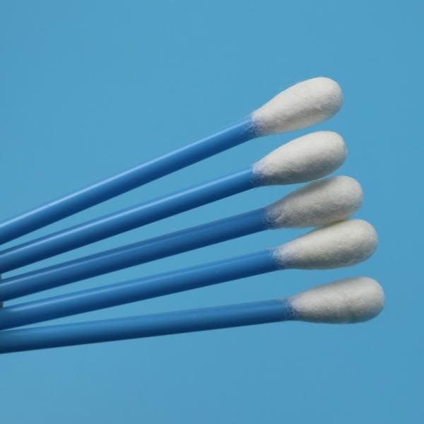Bâtonnet en PP bleu de 10 cm, grand embout rond, coton-tige médical, applicateur pour prélèvement d'échantillons