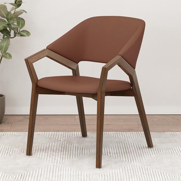2023 Modern Design Solid Wood PU Leather Dining Room Arm Chair for Cafes Add Charm to Your Restaurant