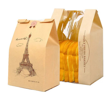 Sacs à pain en papier kraft anti-huile en plastique étanches à l'eau Sacs à pâte en papier sur mesure