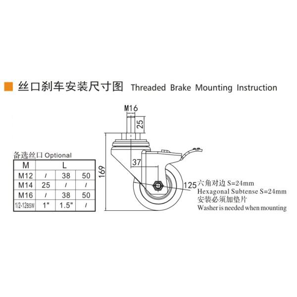 EDL Medium Duty 5 pulgadas 150 kg TPA con rosca por giro y tipo de freno 505S-26