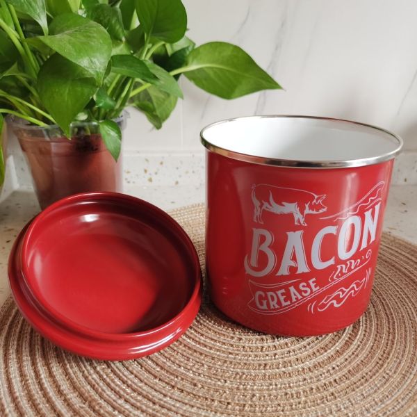 Eco Friendly Enamel Oil Container Kitchen Grease Container With Handle OEM Color