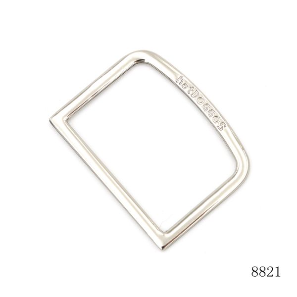 Custom Engrave Logo Metal D Ring 34mm Flat Silver Square D Ring Buckle For Dog Collar