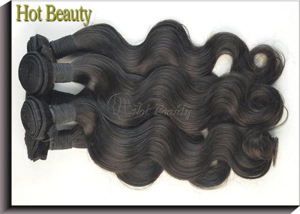 Malaysian Virgin Human Hair Extensions Body Wave Natural Black , Soft Bundles