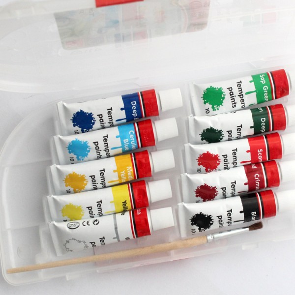 Fast Moving Hot 10 Color Tempera Painting PP Box 10ml Gouache Paint