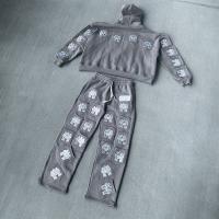 Costumes de sport personnalisés imprimés sur écran Unisexe Full Multi Pocket Sweat Jogging 100% coton Costumes de rue Hoodie et pantalon de survêtement