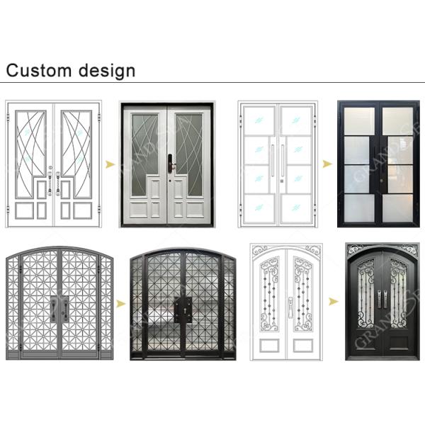 Modern Screen Main Entry Rod House Storm Security Black Single Double Modern Wrought Cost Iron Front Doors