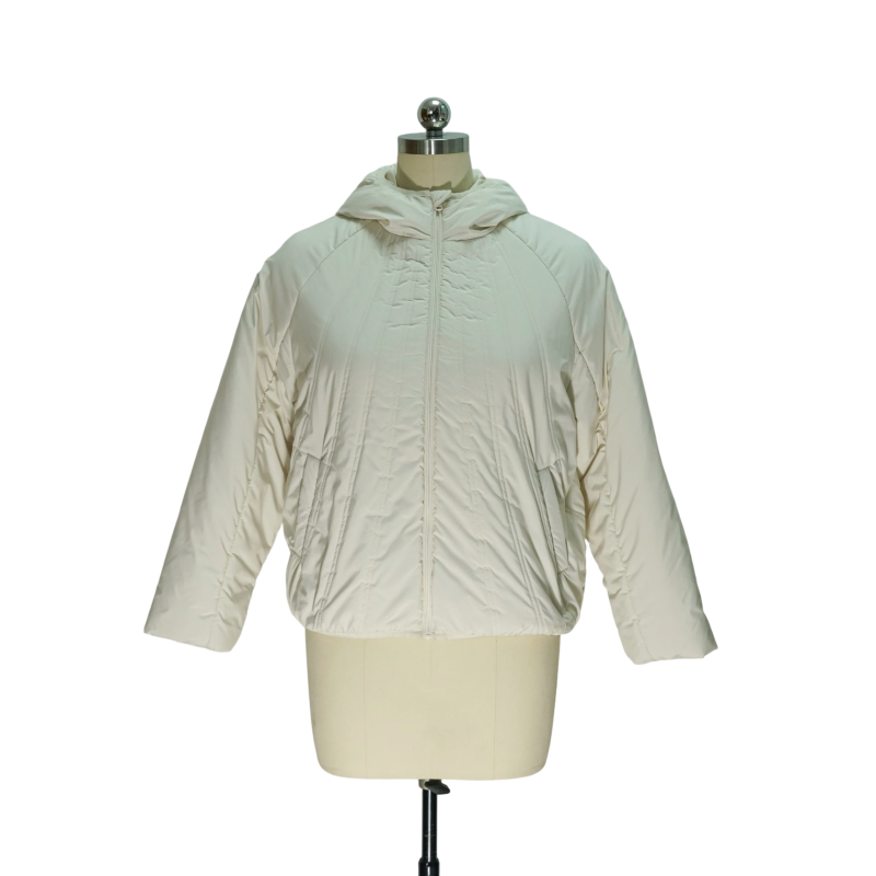 Cream Color Lightweight Hooded Cotton Jacket for Casual Wear