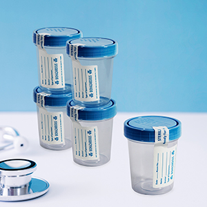 Disposable Specimen Cups| High-Grade Silicone, Sterile, Individually Wrapped Medical Cups W/Leakproof, Screw-On Lids