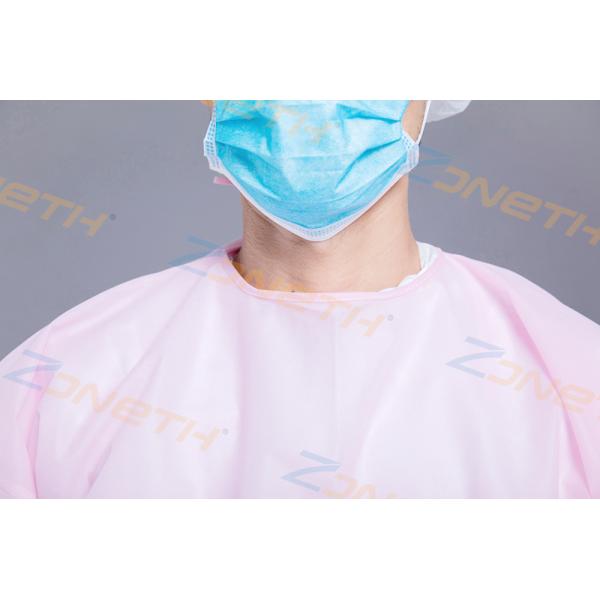SMS Surgical 35GSM PP PE Pink Disposable Isolation Gown