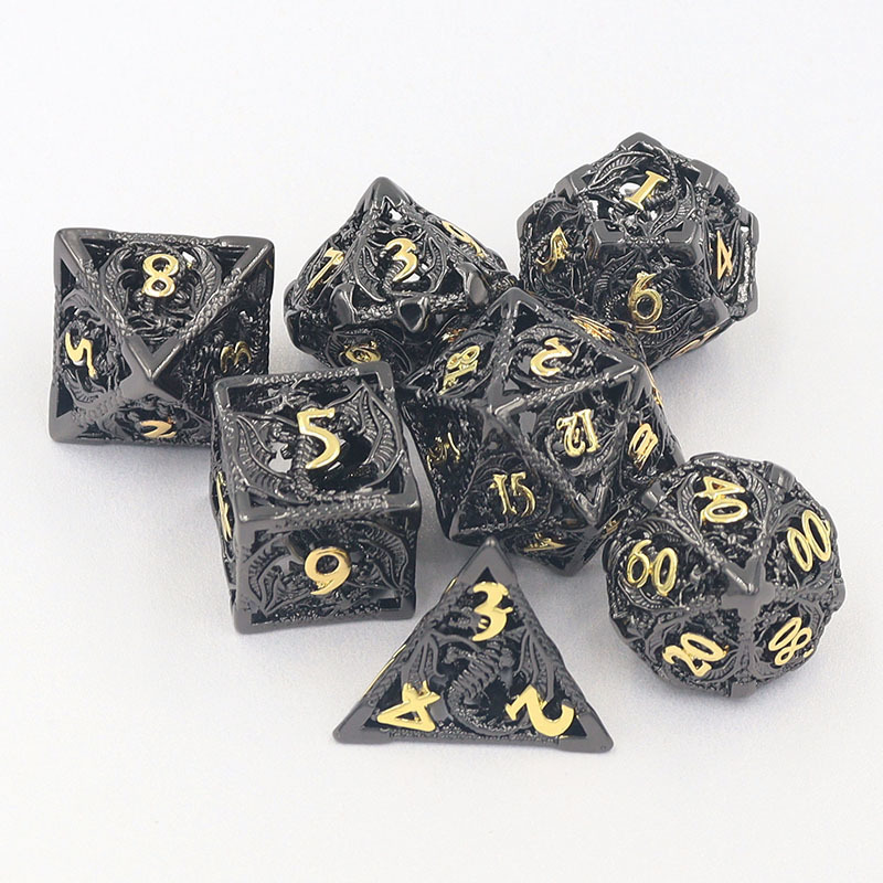 Wholesale Brass Hollow Dice Set - Customized Color Engraved Polyhedral Dice for DND RPG MTG