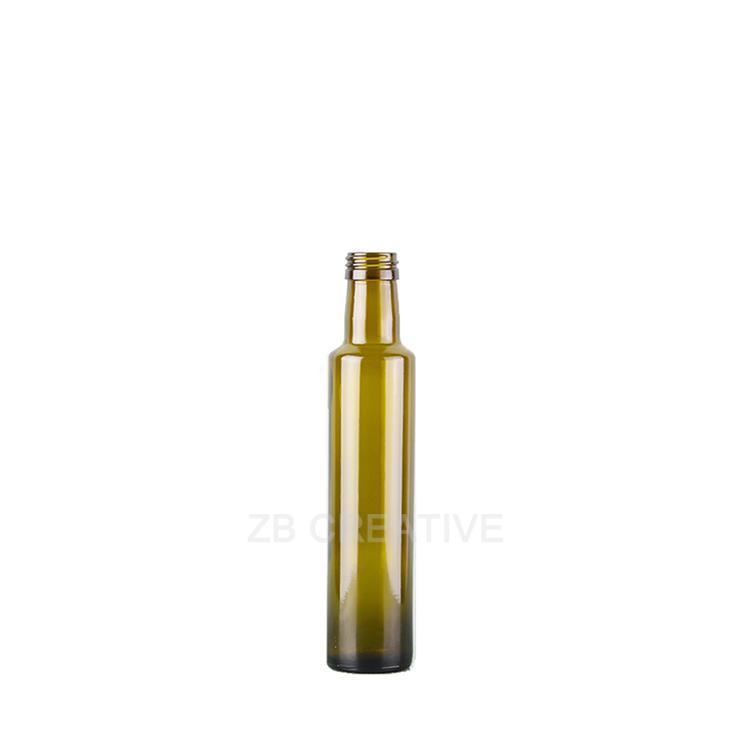 Screw Top Olive Oil Glass Bottles 250ml 265g Antique Green Flint Dorica Round