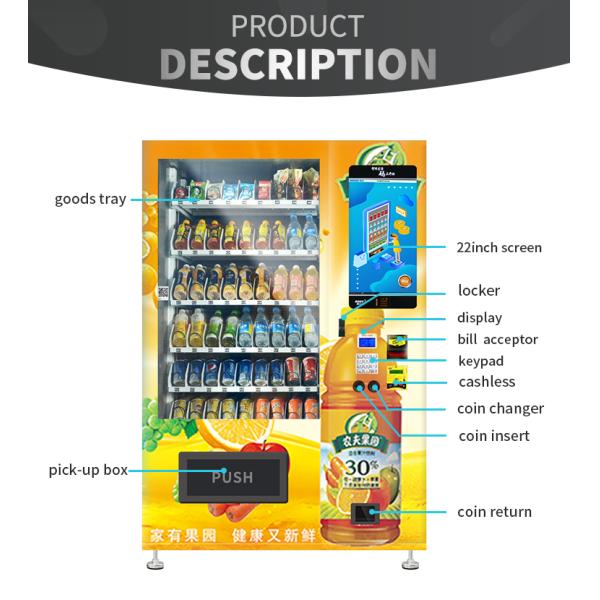 Salad Jar Canned Bottle drink Vending Machines With 22 Inch Touch Screen, Touch Screen Vending Machine, Micron
