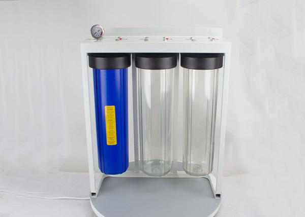 Water 4.5 x 20 Triple Floor Mount High Flow Filter System with blue and clear sump