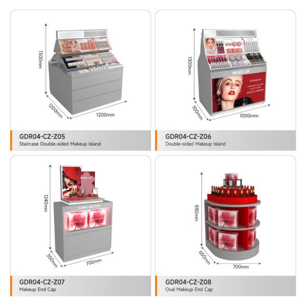 Store Showcase Grey Wooden Corner Cabinet With Light Box For Branded Store Counter And  Fashion-Forward Display Counter