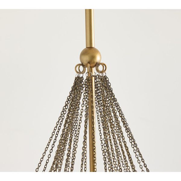 Yihao Simple Vintage Brass Finish Pendant Chandelier with 2700K Warm White Light for Modern Simple Luxury Living Room
