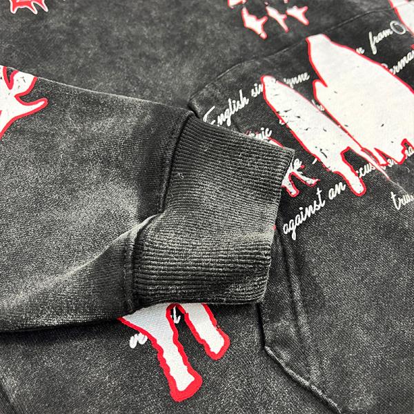 OEM / ODM Custom Screen Printing No String Pullover Hoodie Acid Washed Vintage Drop Shoulder French Terry Streetwear Hoodies Men