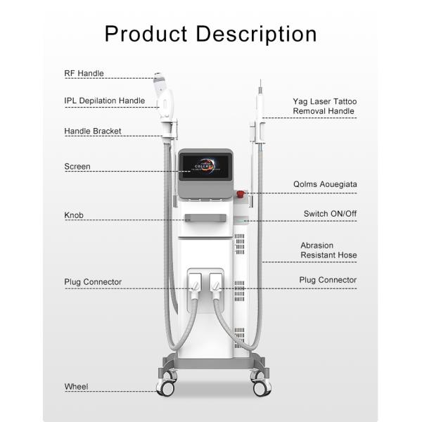 3 In 1 Multifunction Q-switched IPL+RF+Nd Yag Laser Hair Tattoo Removal Machine