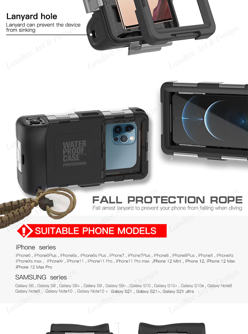 360 Full Waterproof Diving Cell Mobile Phone Case Cover High Clear Transparent for Iphone 15 14 13 12 Plus Pro Max