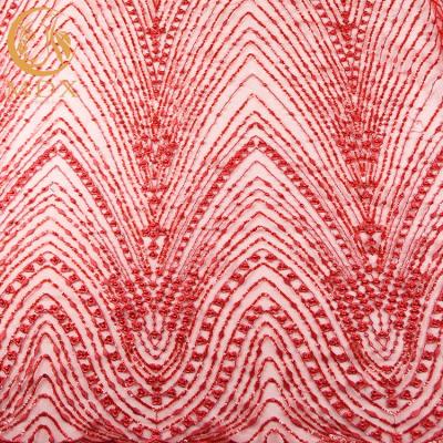 Handwork de nylon brilhante das lantejoulas 80% das telas do laço do casamento de Nigéria