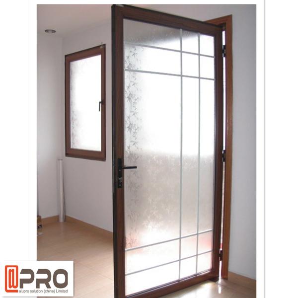 Black Color Powder Coated Aluminium Glass Hinged Door For Housing Project Door hinge black hinge for bifold doors