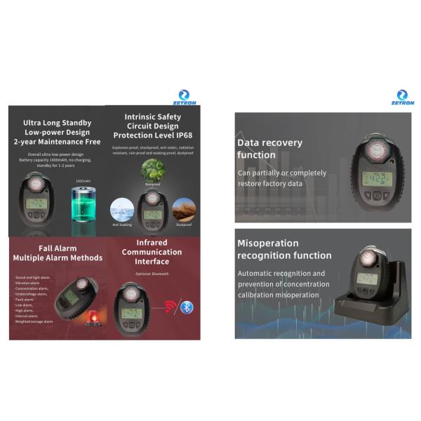 Maintenance-Free Single Gas Detector with 2 Years Protection IP68 Certified and 1.7inch LCD Display