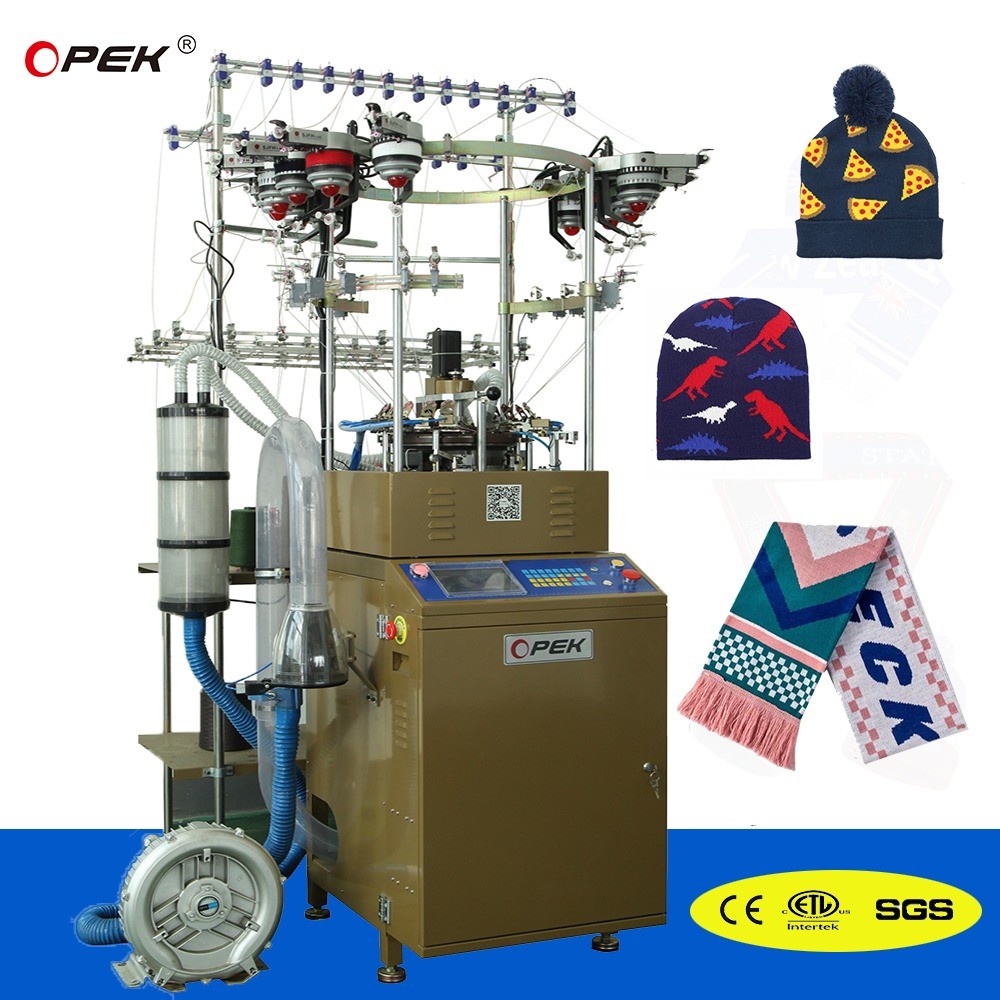 OPEK Automatic Jacquard Scarf Making Machine Touch Screen and Servo Motor for Woolen Hats