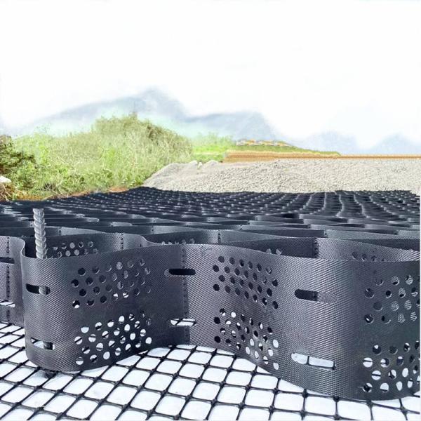 Suelos de grava Área arenosa Honeycomb Geocell HDPE Geocell 100-330 mm Construcción de carreteras de protección de la pendiente